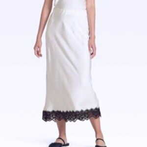 Target Women's Lace Trim Midi Skirt - A New Day™ Cream - NWT